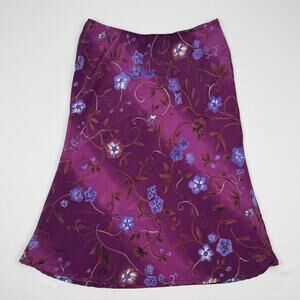 Vintage Charlotte Russe Purple Floral Midi Skirt Y2K Fairy Grunge Made in USA L